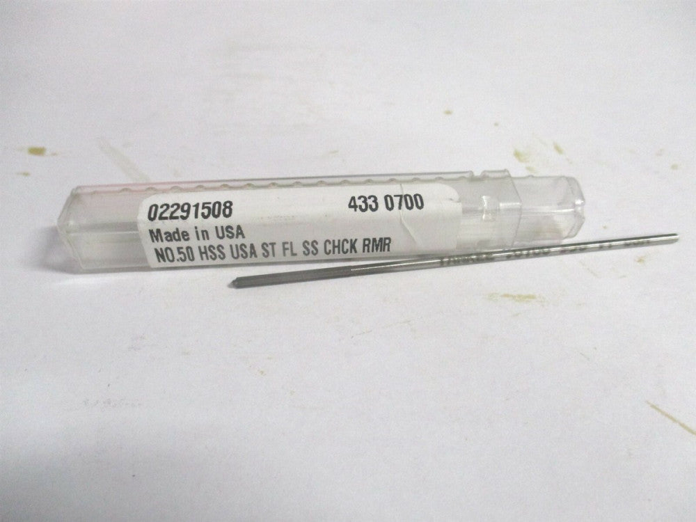 (433-0.0700) #50 3/4" x 3" OAL Straight Shank HSS 4-Flute Chucking Reamer 