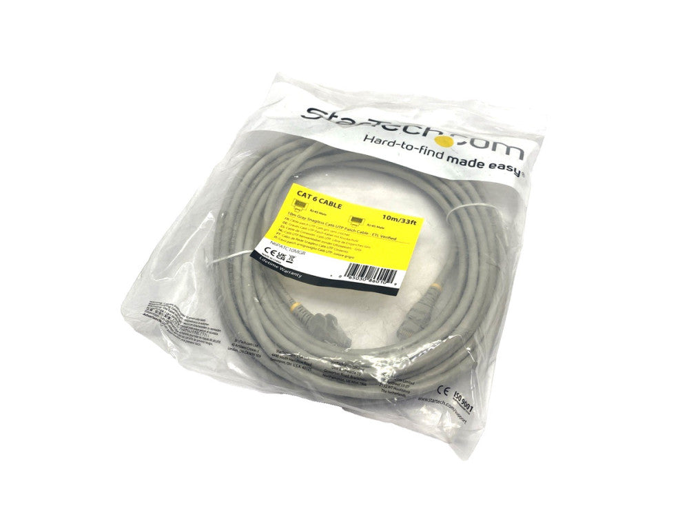 StarTech N6PATC10MGR CAT6 Ethernet Cable Gigabit PoE RJ45 w/ Strain Relief 10m