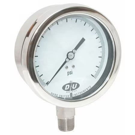 DURO 4207-1533-CERT Industrial Pressure Gauge, 0 to 2,000 psi, 4 1/2 in Dial,