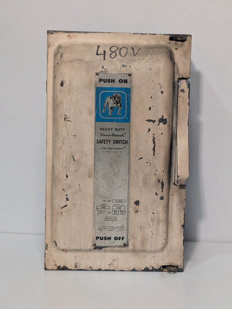 I-T-E Bulldog F-353 Safety Switch Heavy Duty Vacu-Break Switch 100 Amp 600Vac