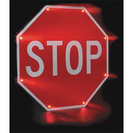 Tapco 2180-00205 Led Stop Sign, Stop, White/Red, 36" W, 36" H