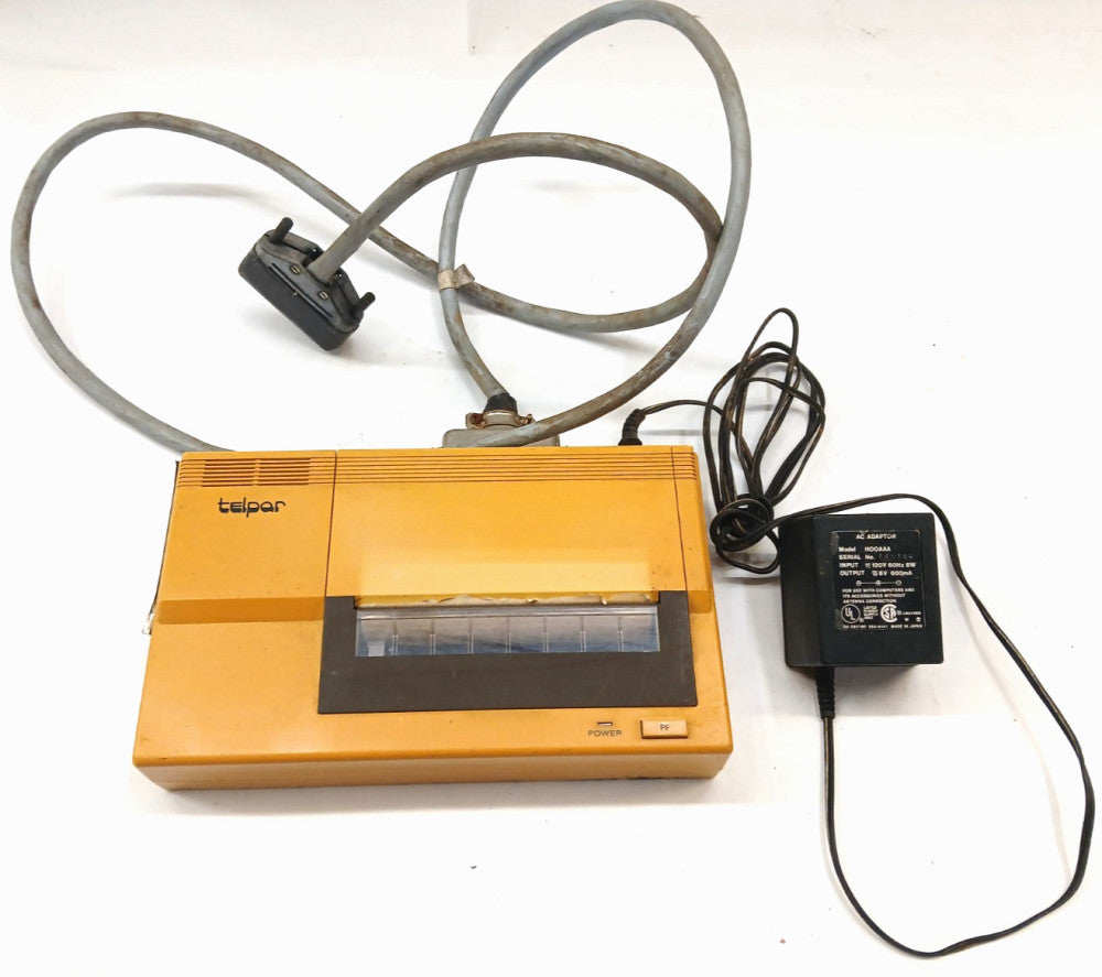 TELPAR PORTABLE THERMAL PRINTER MODEL P-40P W/AC ADAPTOR MODEL HOOAAA 120 V