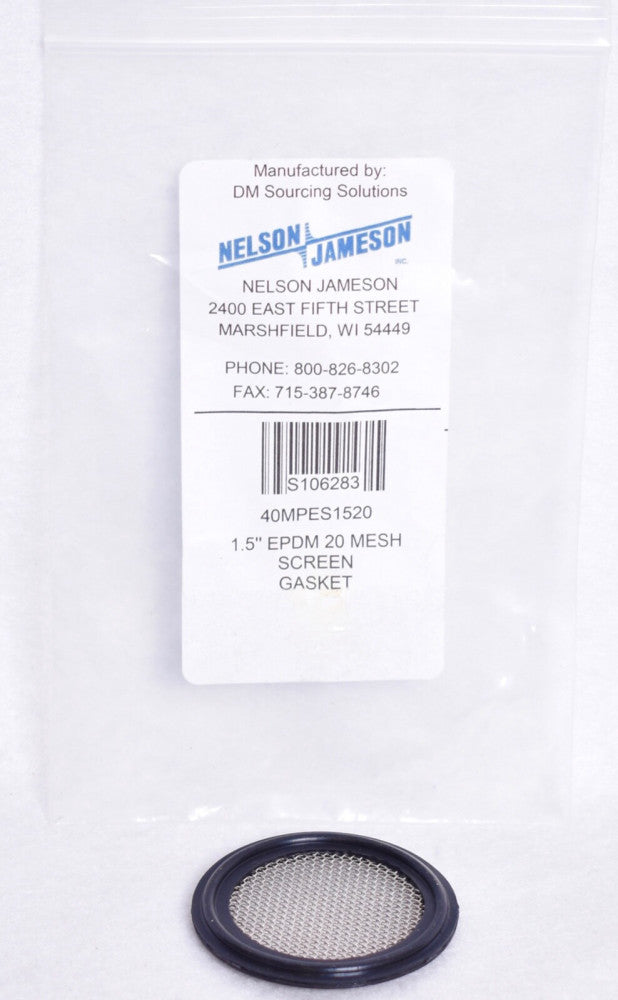 Nelson Jameson 20 Mesh Screens Gasket Clamp Type EPDM  40MP-ES-1.5IN