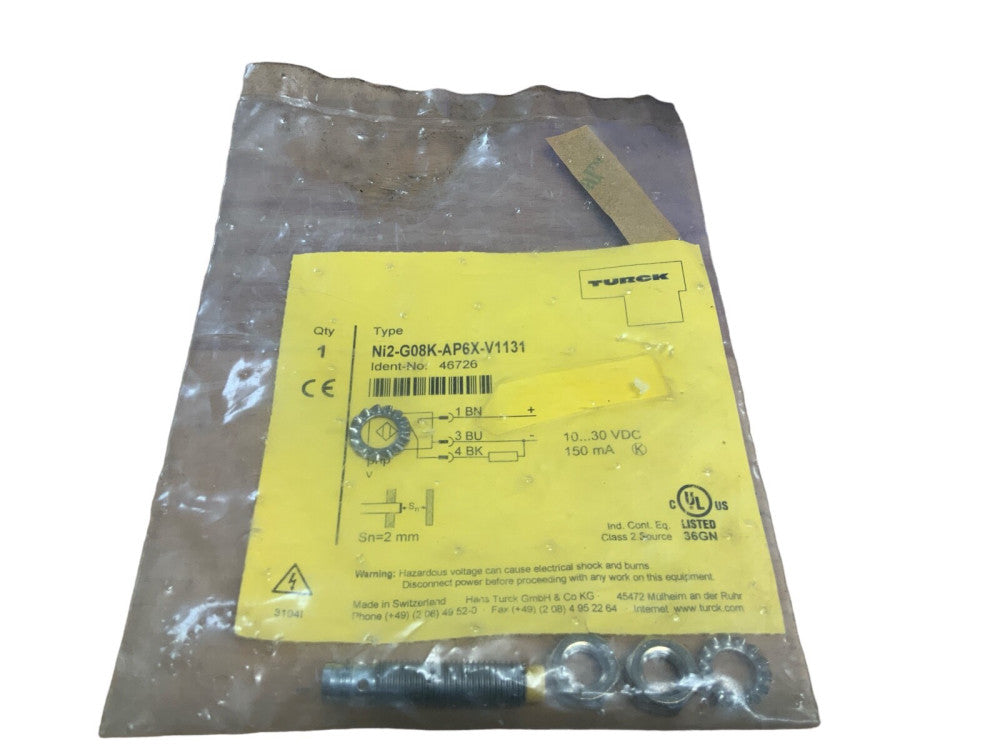 TURCK NI2-G08K-AP6X-V1131 PROXIMITY SWITCH 46726 NI2G08KAP6XV1131