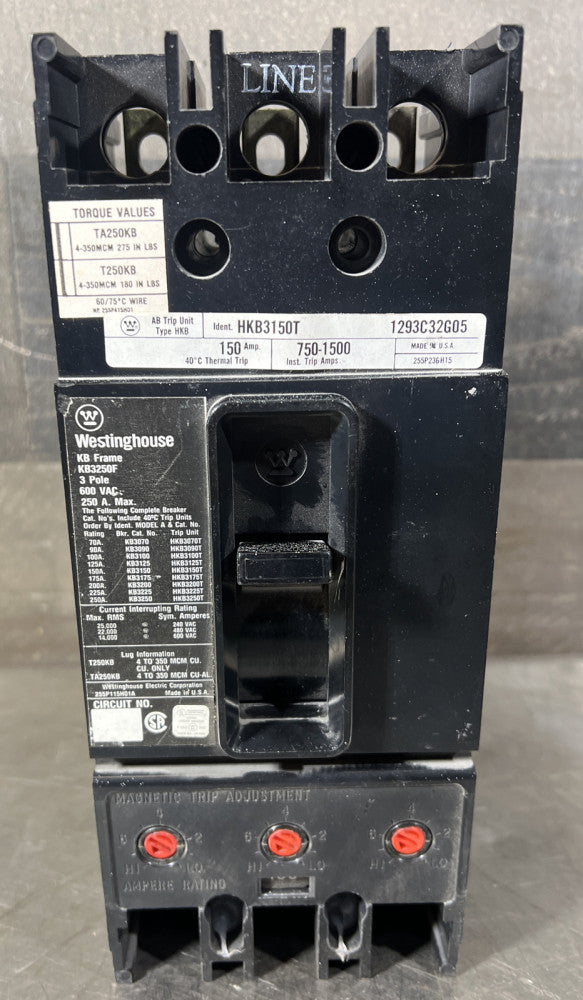 Nos Surplus WESTINGHOUSE KB3250F 600V 100A Breaker