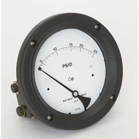 Midwest Instrument 142-Sc-00-Oo-25P Pressure Gauge,0 To 25 Psi