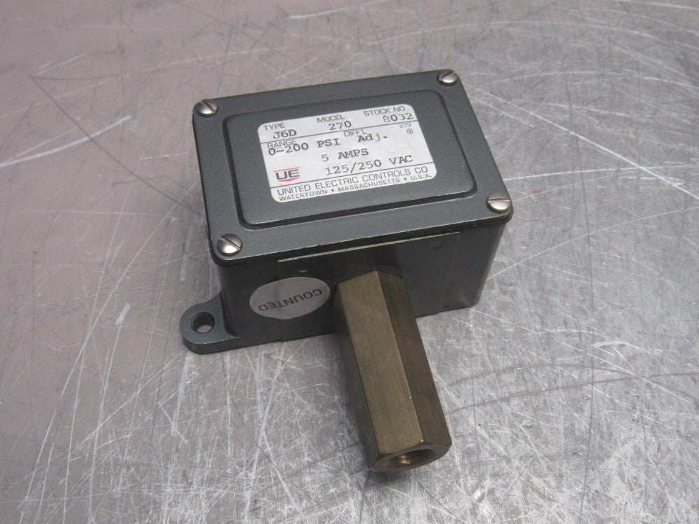 UNITED ELECTRIC J6D-270 125/250VAC 5A 0-200PSI 0-1.35MPa NEW NO BOX MAKE OFFER !