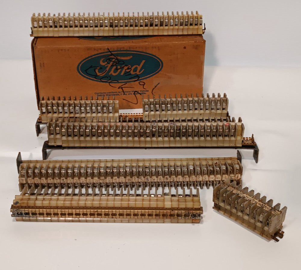 Box of assorted used automation screw terminal blocks/ barrier strips, as shown