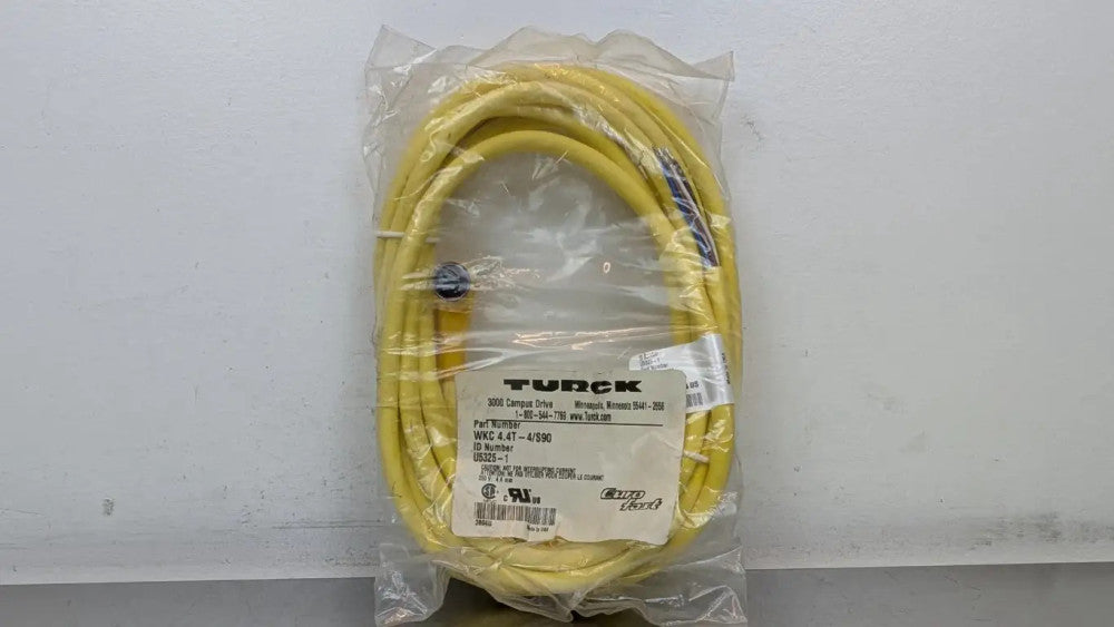 Turck WKC 4.4T-4/S90 Cordset U5325-1 4-Pin Female Right 4-Wire Yellow 250V 4A