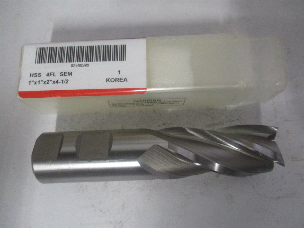(E1031064) 1″ x 2″ x 1″ x 4-1/2″ OAL 4 Flute High Speed Steel Square End Mill 