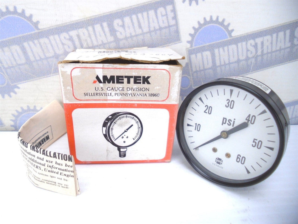 AMETEK - 050519 - P500 GAUGE- 0-60 PSI - SIZE 2.5" - 1/4" NPT BM Conn - NEW