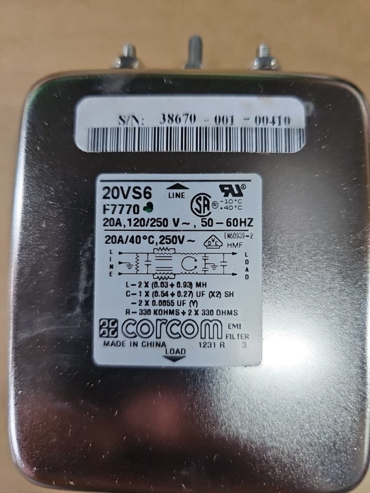 1) NEW OLD STOCK CORCOM 20VS6 F7770 20A 120/250V