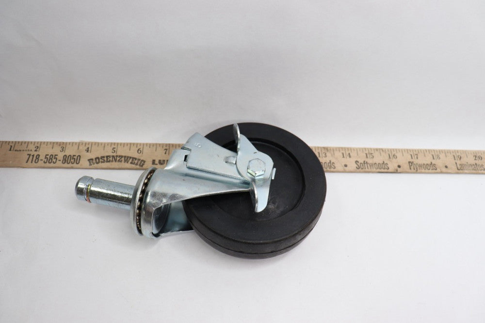 Swivel Caster w/ Brake 5" x 1-1/4" Wheel 2-1/2" L x 7/8" Post
