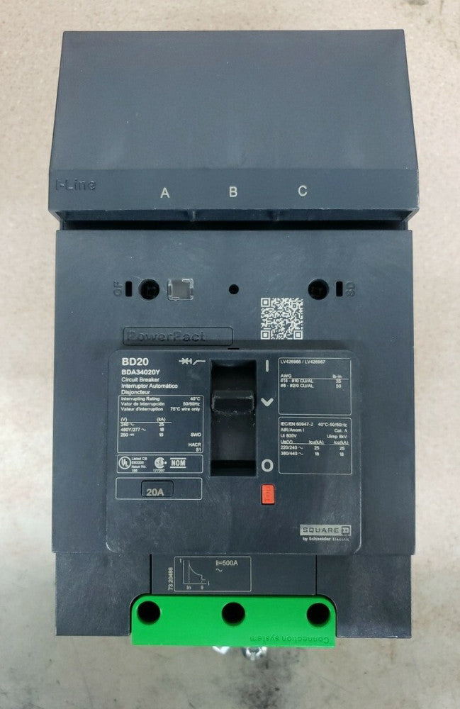 1) New Take Out! Square D BDA34020Y 20 Amp 480V 3 Pole Circuit Breaker