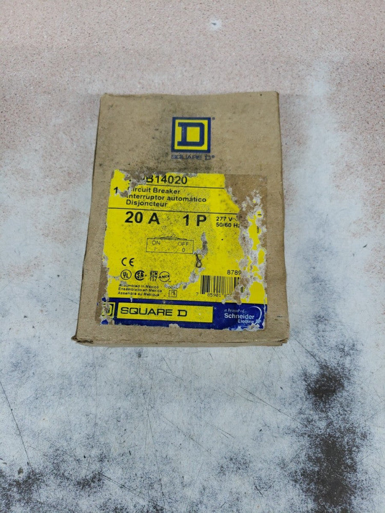 1) New Old Stock  Square D EDB14020 Circuit Breaker 20A Amp 277V  *Damaged Box