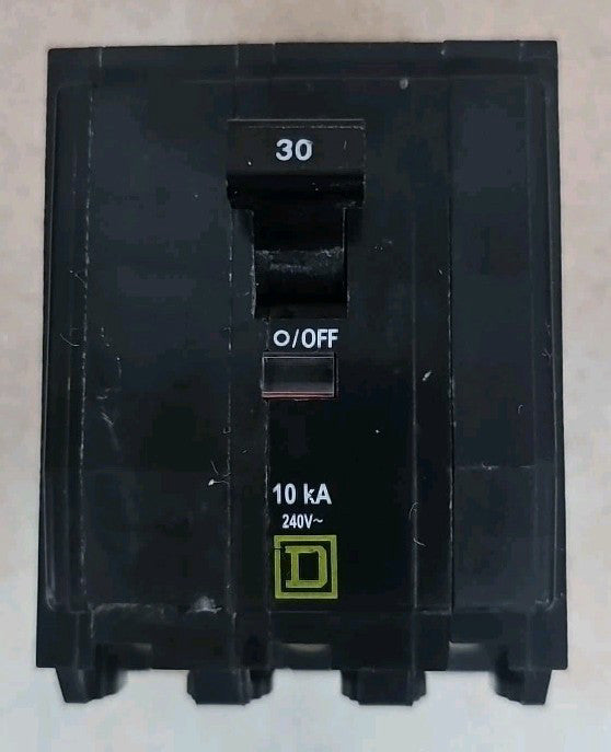 Square D QO330 3 Pole 30 Amp 240 V Circuit Breaker - Black Snap on NTO