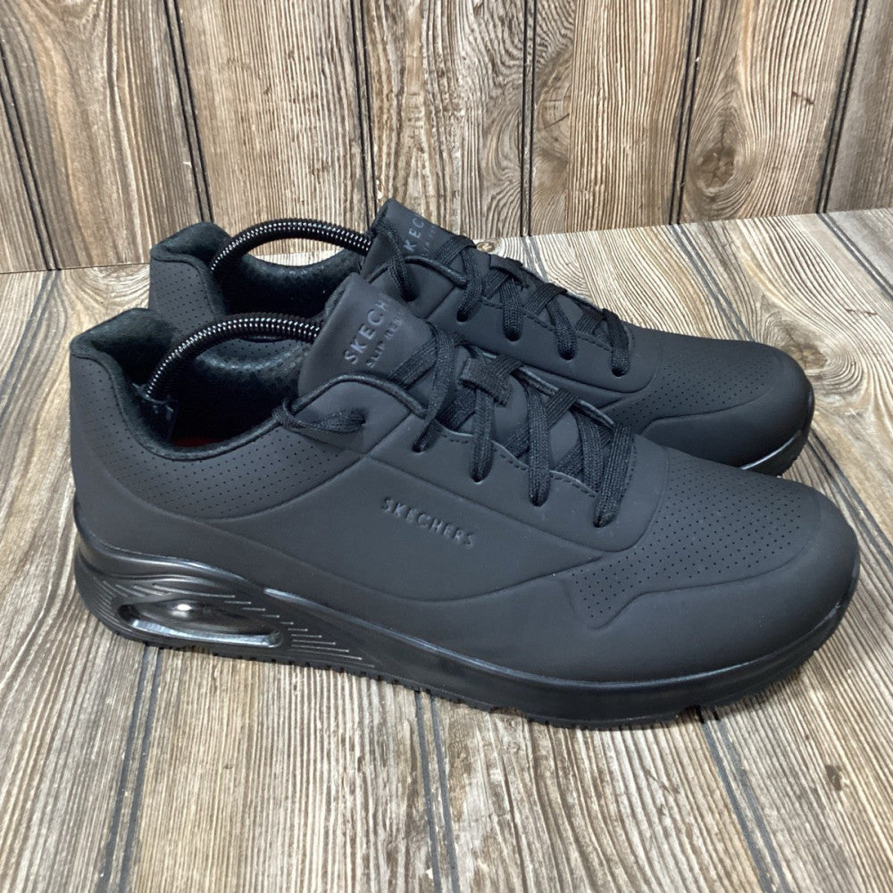 Skechers Mens Work Relaxed Fit Uno SR Sutal Black Sneakers Size 10.5 200054 NEW