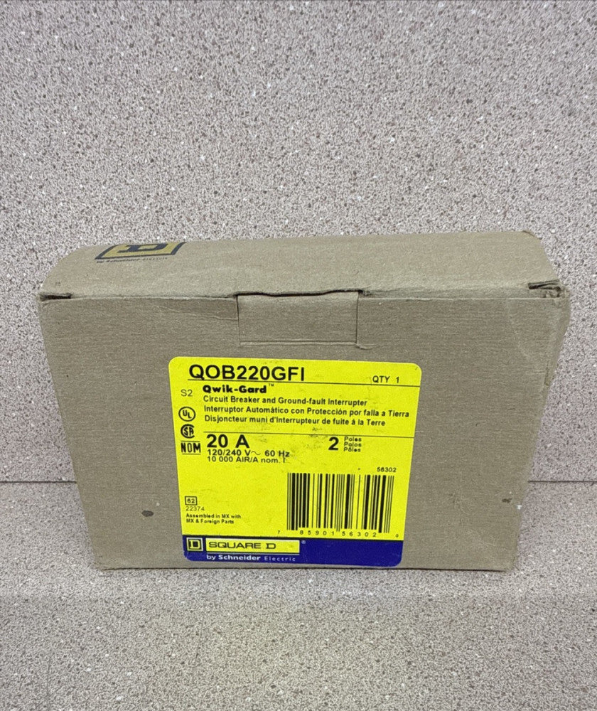 NEW Square D QOB220GFI 20 Amp 20A 10kA 2 Pole 120/240V Circuit Breaker
