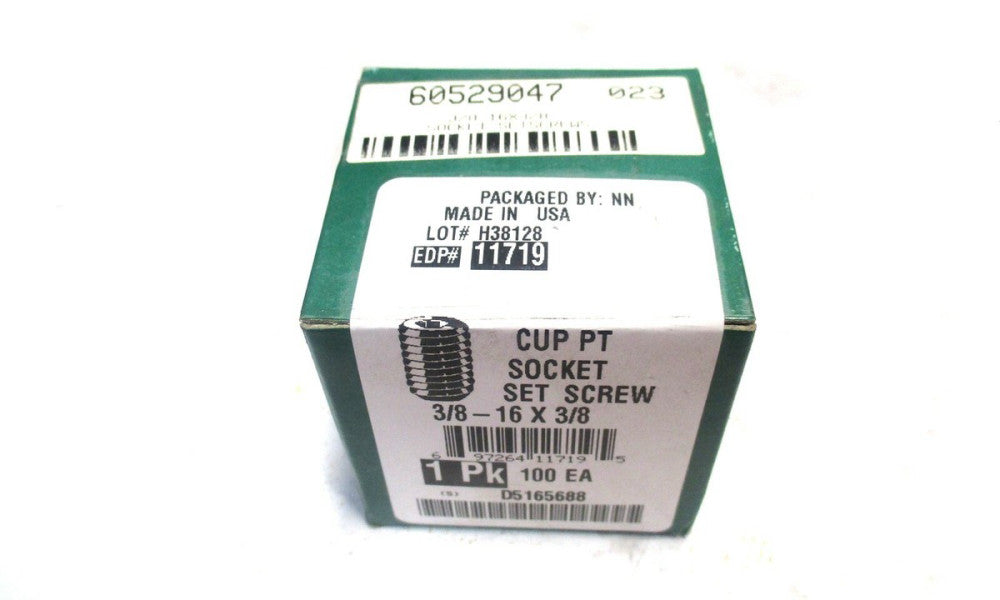 MADE IN USA 3/8-16 UNC 3/8" OAL 3/16" Hex Cup Point Set Screw - Lot of 100