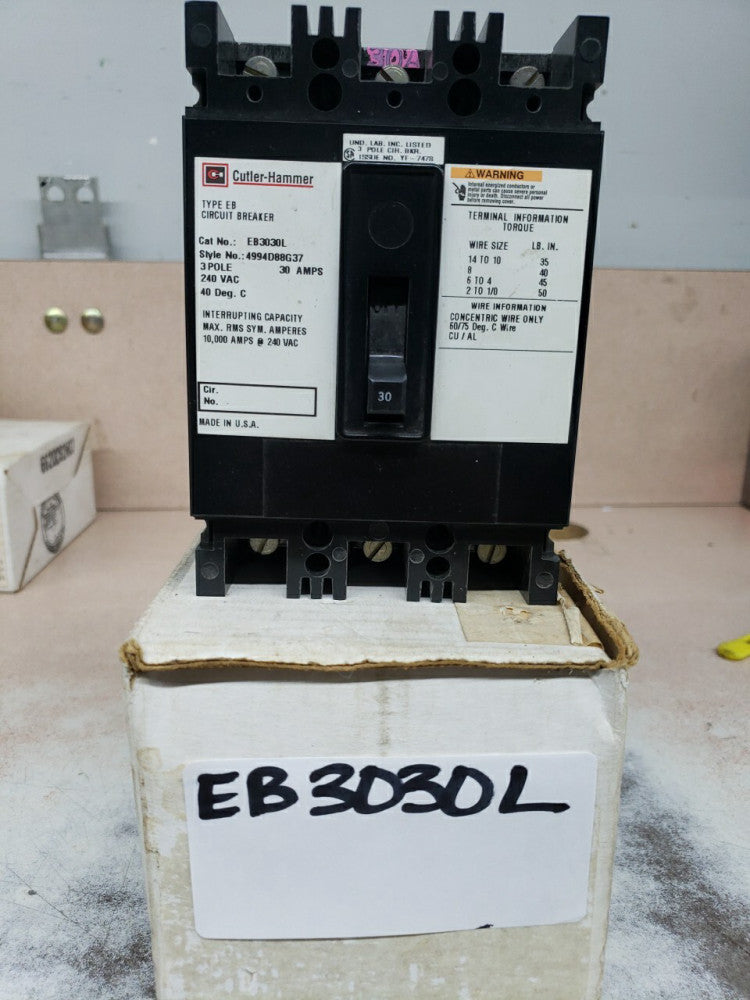 NOS Westinghouse EB3030L 3P 30A Circuit Breaker