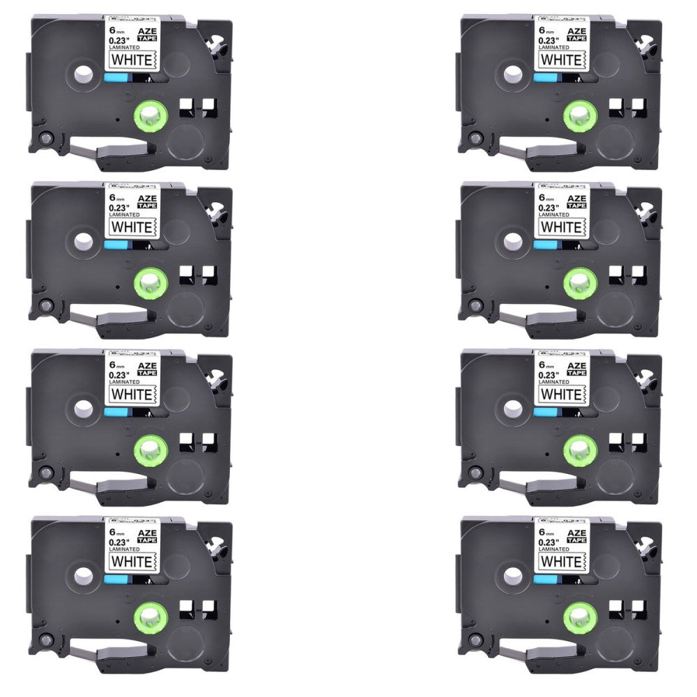 8PK Fits Brother P-Touch TZ-211 TZe-211 Black on White Label Tape PT-D400 6MM