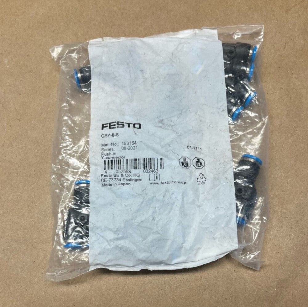 Bag of 10 FESTO QSY-8-6 Y-Connectors 153154