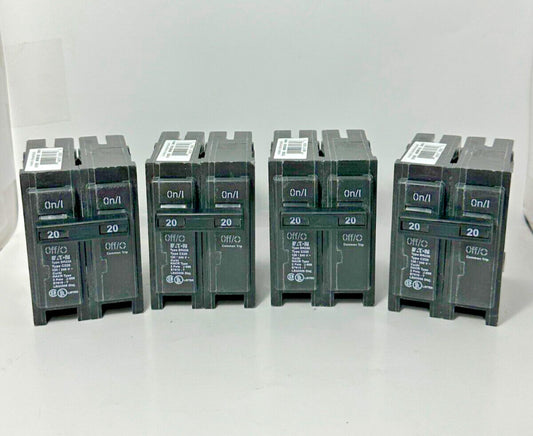 (Box of 4) Eaton Type BR BR220 C220 2-Pole 20 Amp Circuit Breakers