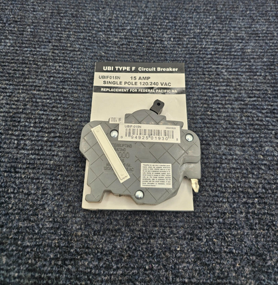 Connecticut Electric UBIF-015N: One Pole 15 Amp Thin Series Circuit Breaker Gray
