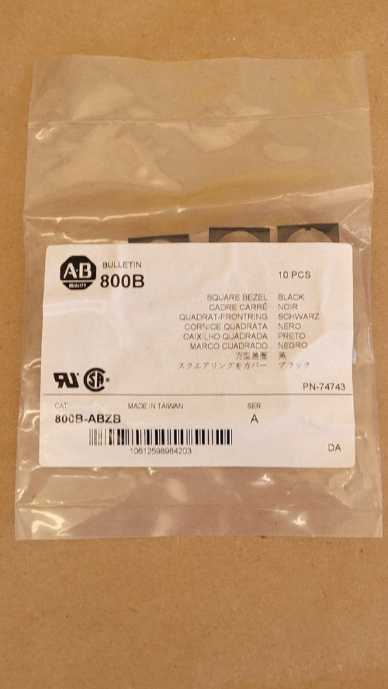 Pack Of 10 Allen Bradley 800B-ABZB Black Square Switch Bezels