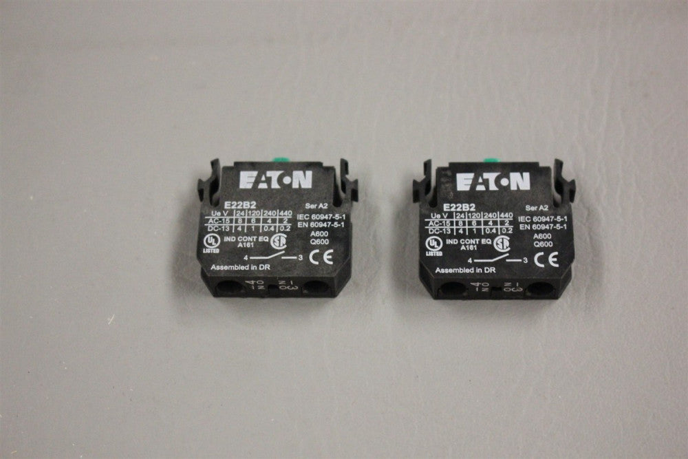 Lot of 2 UNUSED EATON CONTACT BLOCK E22B2