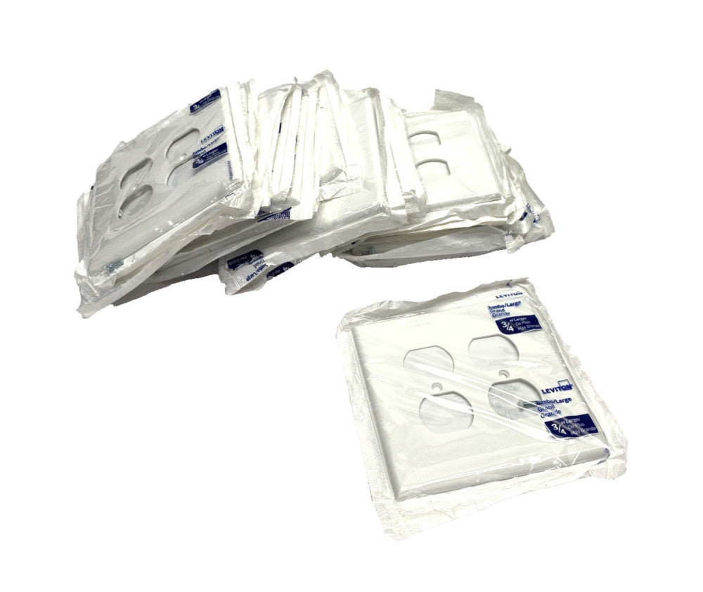 Leviton 88116 2-Gang Duplex Outlet Wallplate, Jumbo/Oversize, White LOT OF 20