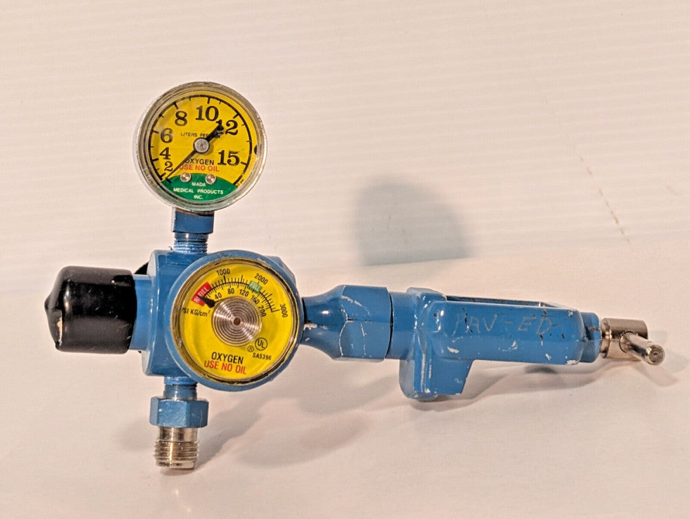 Mada Medical Products 2 Gauge Oxygen Regulator, 3000PSI KG/cm, Use No Oil