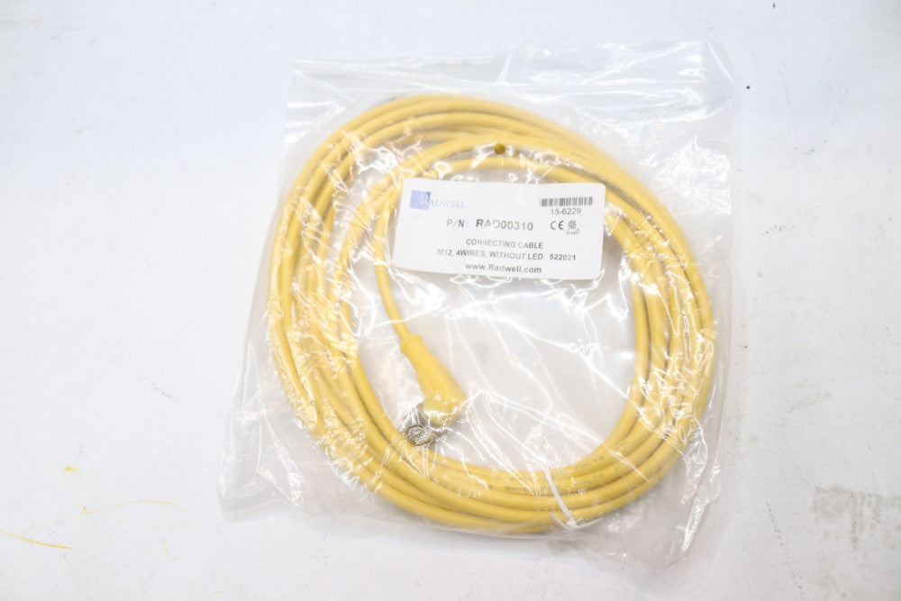 Radwell Cord Set Female Right Angle w/o Lead Yellow PVC 4-Wire M12 RAD00303