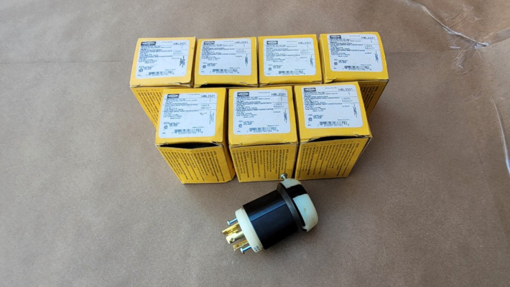 Lot of 7 Hubbell HBL2321 Twist Lock Plugs 20A 250V 2P 3W Grounding