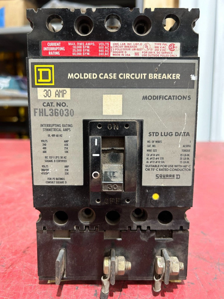 USED Square D 30 Amp Circuit Breaker FHL36030