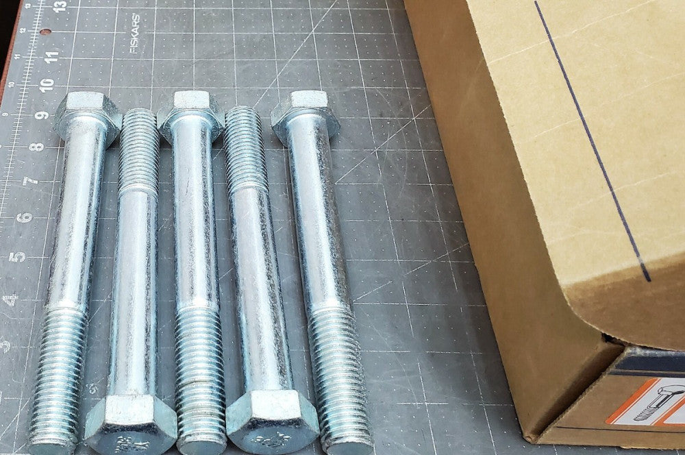 (QTY 5) 7/8"-9 x 7" Zinc Plated Steel Coarse Thread Hex Cap Screws [A0S4] 