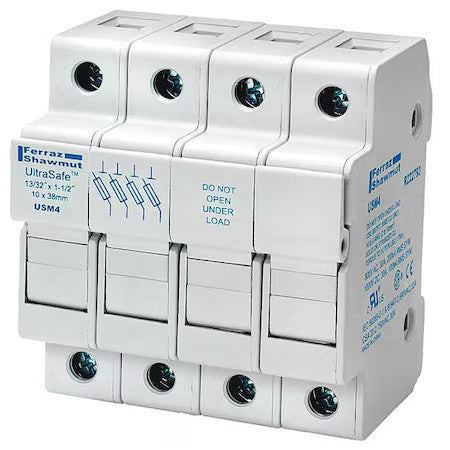 Mersen Usm4 Finger Safe Fuse Block, 0 To 30A Amp Range, 800V Ac/1000V Dc Volt