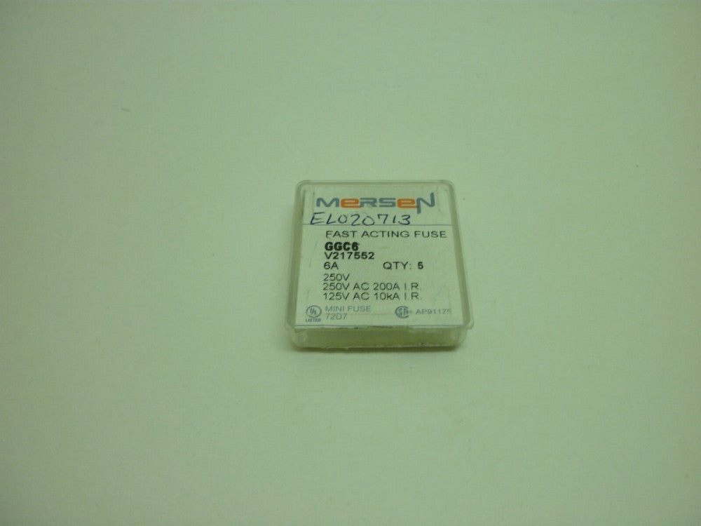 MERSEN GGC6 FAST ACTING FUSE 6 AMP 250VAC GLASS 1-( BOX OF 5) NEW IN BOX