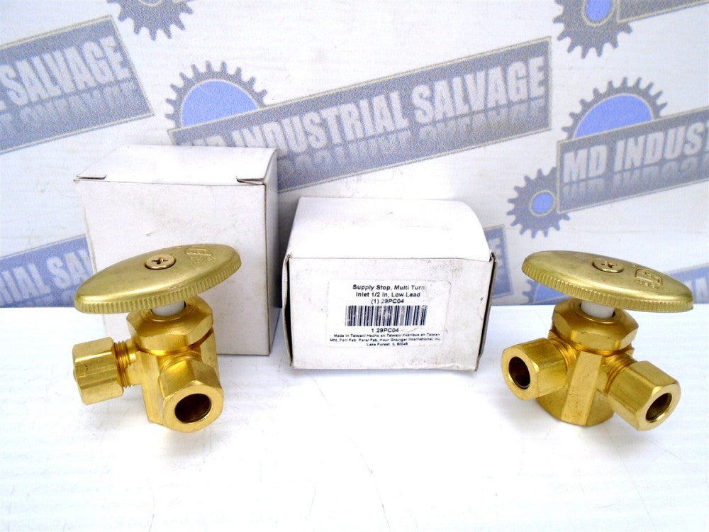 Grainger 29PC04 - 3-WAY SUPPLY-STOP Multi-Turn Inlet 1/2 in LOW LEAD Brass (NEW)