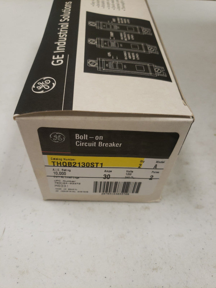 1 NEW THQB2130ST1 GENERAL ELECTRIC 2 POLE 30 AMP 240V  With Shunt