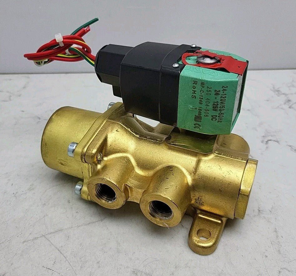 Asco 8344P072 Red-Hat II Solenoid Valve 3/8" 24-125 Volt Dc 4 Way Used