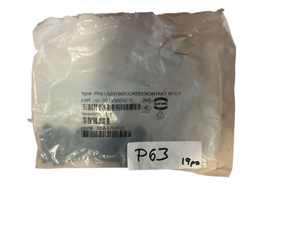 09140006279, HARTING, Pneumatic contact fem. with valve 6,0 mm