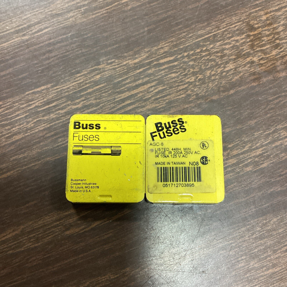 Bussman AGC-6 Buss Fuses Pack Of 7