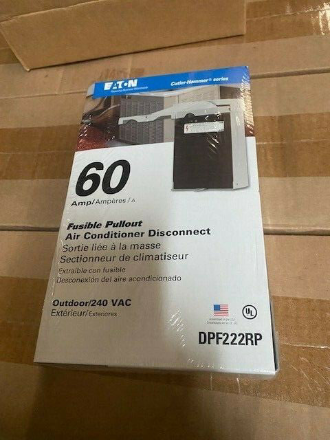 (5 Pack) DPF222RP EATON 60A AMP 240V FUSIBLE PULLOUT OUTDOOR AIR COND DISCONNECT