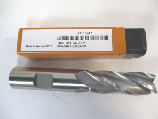 (E1039040) 5/8" x 1-5/8" x 5/8" x 3-3/4" OAL HSS 4 Flute Spiral Square End Mill 