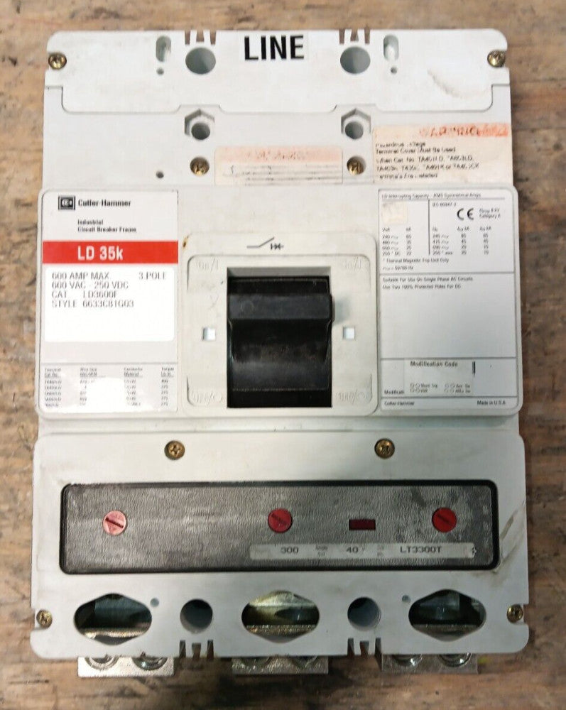 NEW CUTLER HAMMER LD3600F 600 AMP CIRCUIT BREAKER 3 POLE 600V 300A TRIP LT3300T