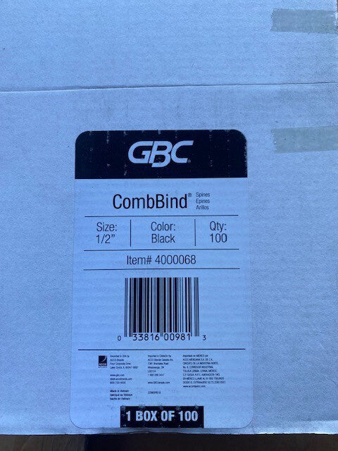 (BOX OF 100) GBC 4000068 Binding Spine, 1/2 In. - BUY MORE & SAVE!!!