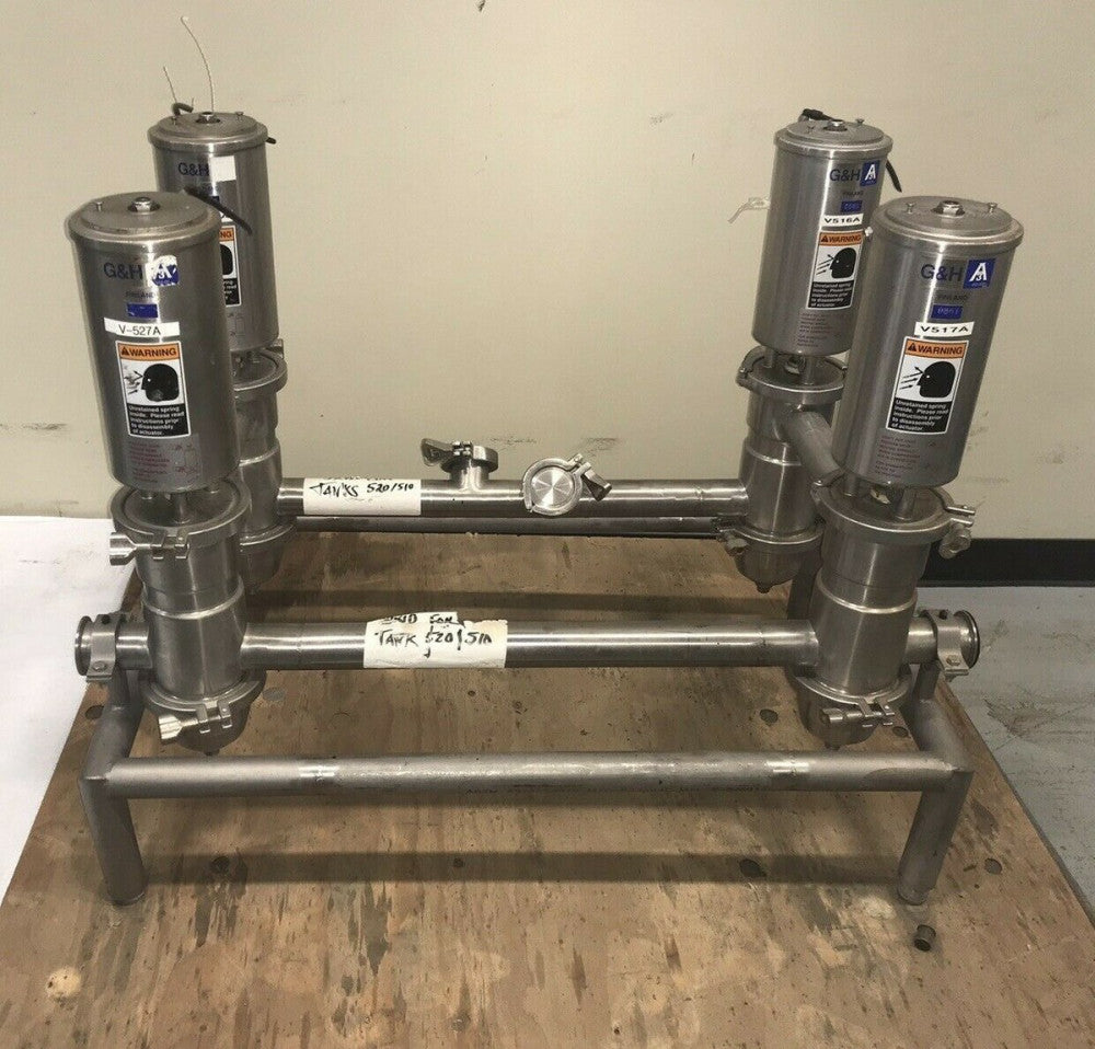 (Lot of 4) G&H Sanitary 2" Air Actuated Double Seat Mixproof Valves A3 #53-00