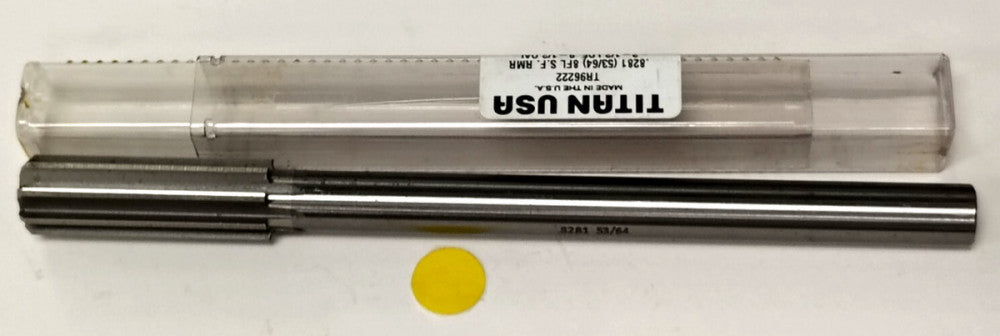 TITAN 53/64" CHUCKING REAMER .8281 8FL 2-12" FLUTE LENGTH 9-1/2" OAL TR96222
