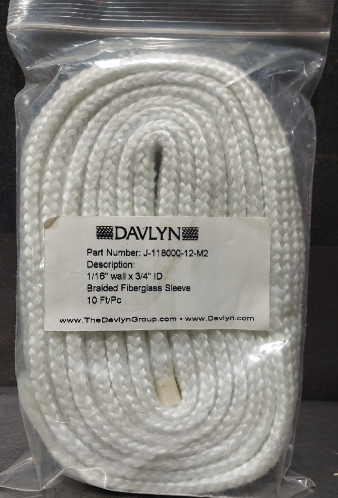 Braided Fiberglass Sleeve 1/16" wall x 3/4" ID - 10 Ft.  J-118000-12-M2